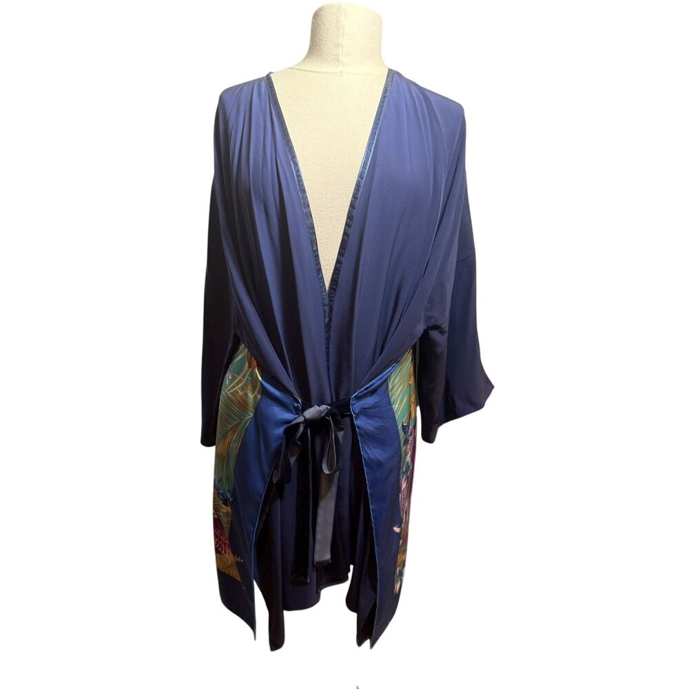 Salvatore Ferragamo kimono jacket with velvet trim and silk